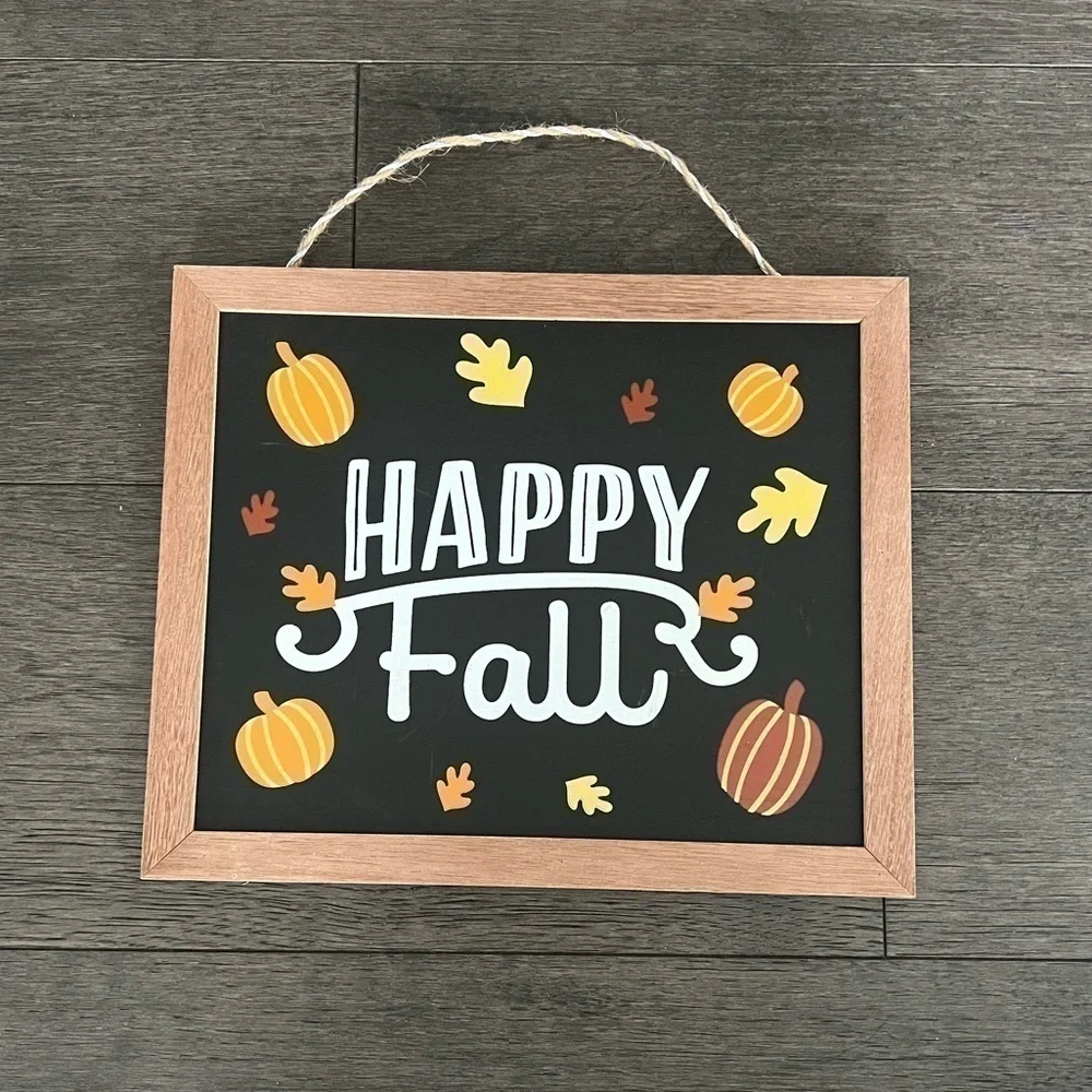 Happy Fall Pumpkin Leaves Hanging Sign
